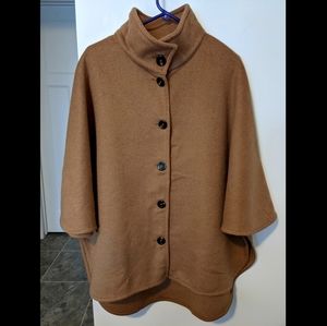 Brown High Neck Cloak Sleeve Cape Coat